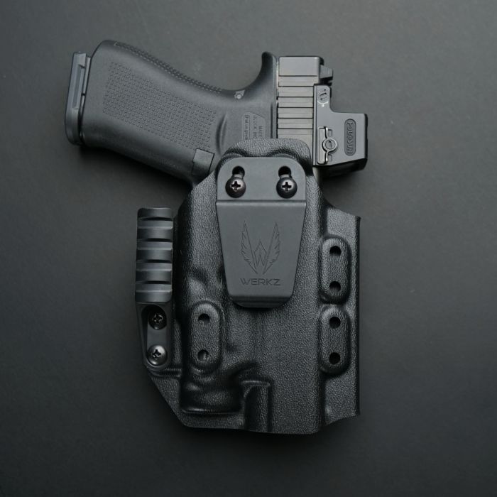 Werkz M6 IWB / AIWB Holster for Glock G43x MOS / G48 MOS / CR920 / Micro-Dagger with Streamlight TLR-7 Sub for Glock, Right, Black