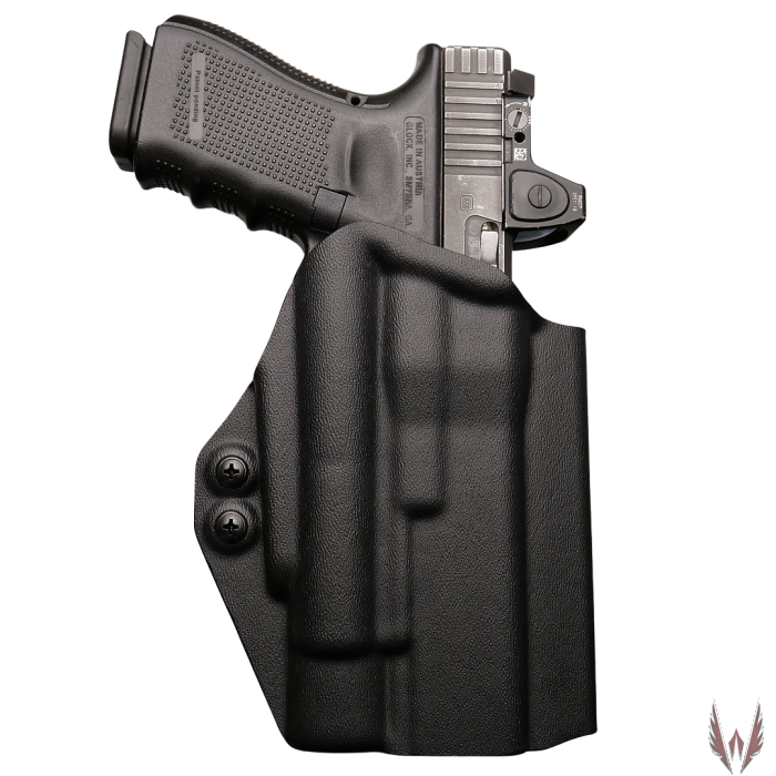Werkz M7 OWB Holster for Glock G17 / G19 / G34 / G45 (+More) with Olight Valkyrie Turbo + Baldr Pro R + PL-Pro, Right, Black